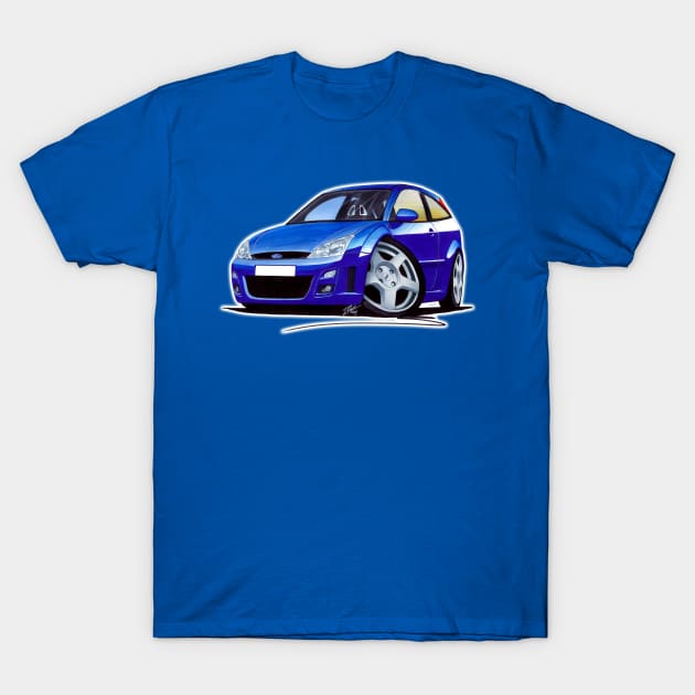 Ford Focus RS Blue Caricature Car Art T-Shirt by y30man5